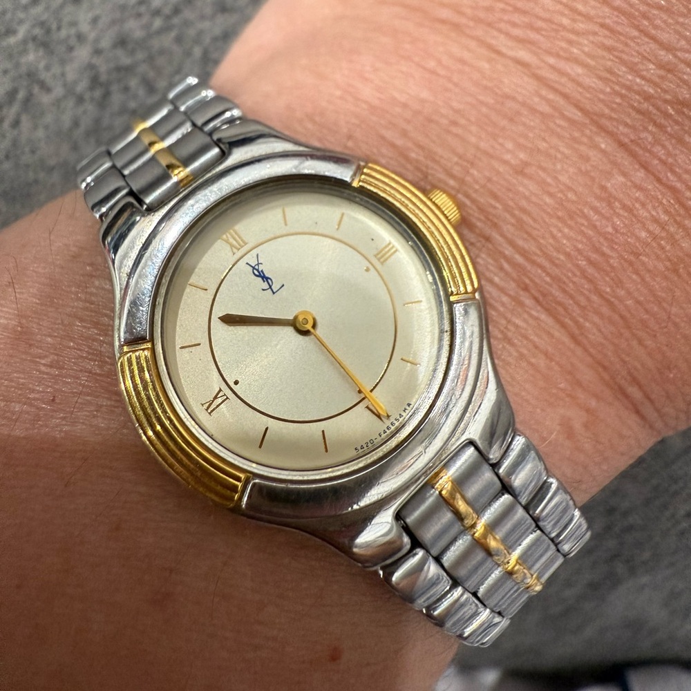 Yves Saint Laurent Two-Tone Silver and Gold Watch